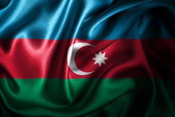 Azerbaijan Silk Satin Flag