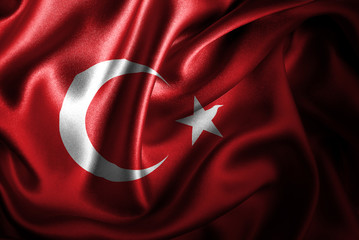 Turkey Silk Satin Flag - obrazy, fototapety, plakaty