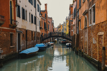 Venice landscape - beautiful and colorful buildings on a canal