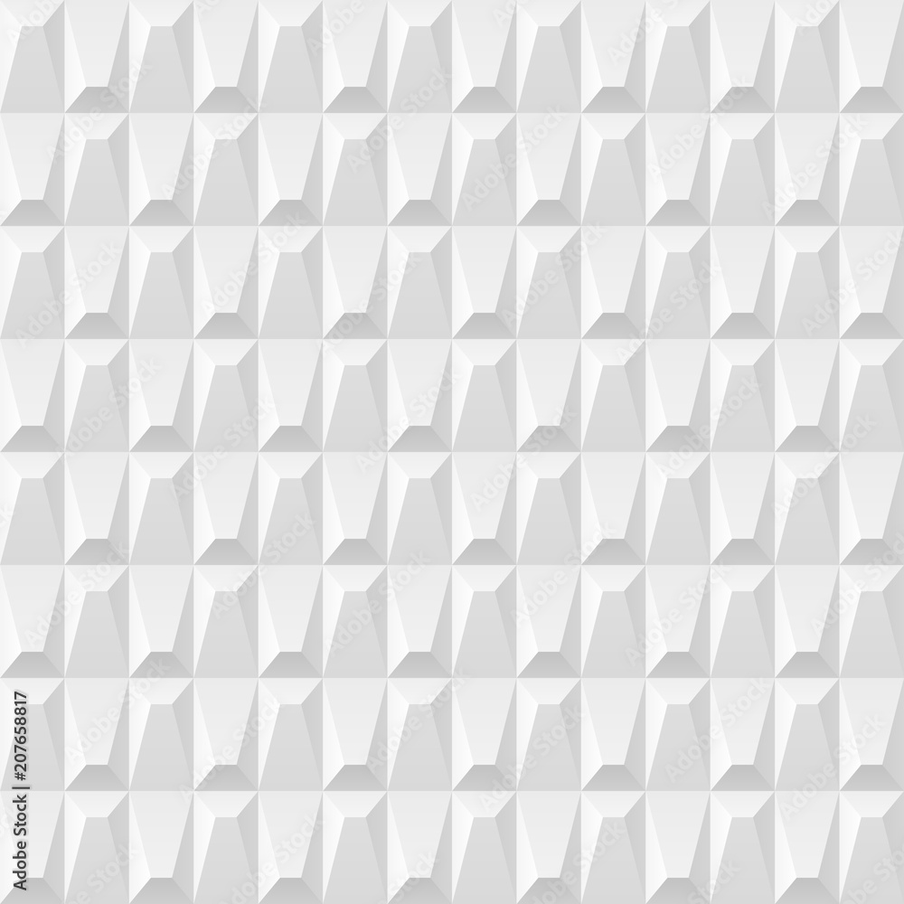 Aufkleber White background with tiles. Vector modern seamless pattern. Volumetric geometric pattern.