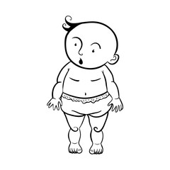 cartoon baby illustration. little children wearing short-pants. the toddler is very surprised