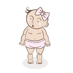 cartoon baby illustration. little children wearing short-pants. the toddler is very surprised