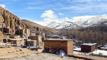 Panorama of rock village Kandovan. Iran