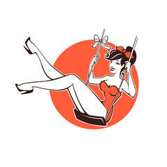 sexy and beauty retro pinup girl for your logo or label design - 207659844