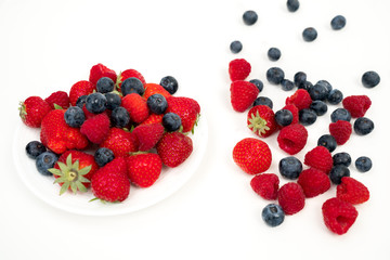 Big Pile of Fresh Berries Isolated on the White Background