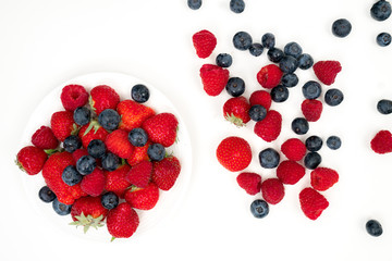 Big Pile of Fresh Berries Isolated on the White Background