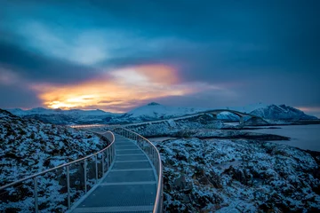 Foto auf Acrylglas Atlantikstraße Atlantic Ocean Road in Norway winter landscape