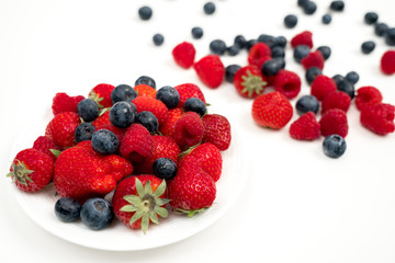 Big Pile of Fresh Berries Isolated on the White Background