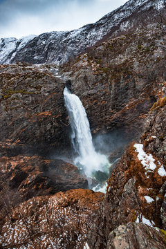 M&aring;nafossen fall winter cold waterfall freezing