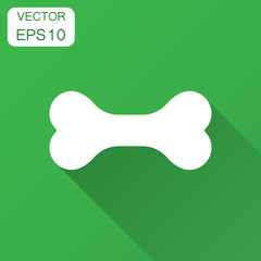 Fototapeta premium Dog bone toy icon. Vector illustration with long shadow. Business concept animal bone pictogram.