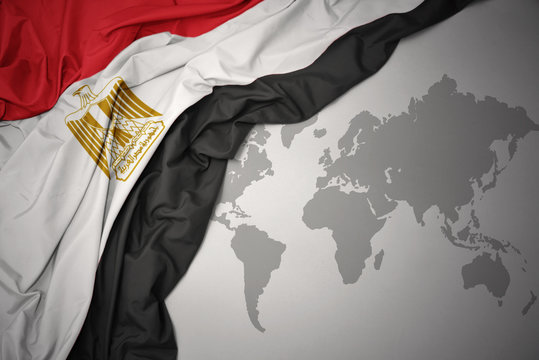 waving colorful national flag of egypt.