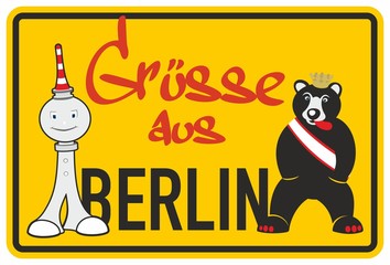 Grüsse aus Berlin mit Turm und Bär