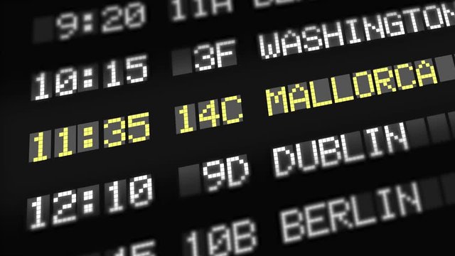 mallorca - airport depature, arrival sign board