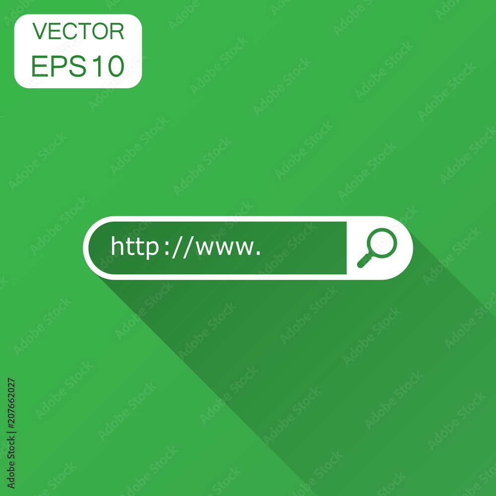 Poster address and navigation bar icon. vector illustration with long shadow. business concept search www h