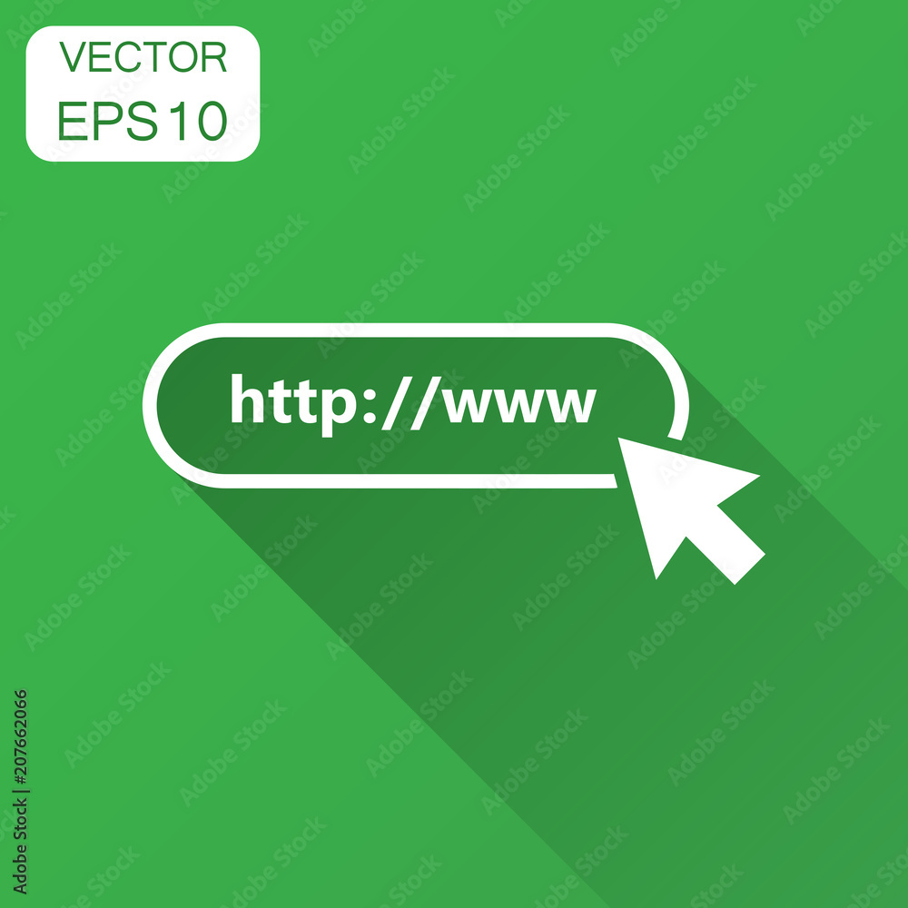 Poster address and navigation bar icon. vector illustration with long shadow. business concept search www h