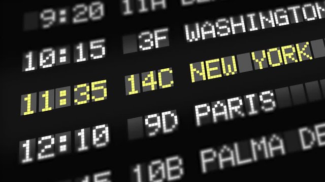 new york - airport depature, arrival sign board