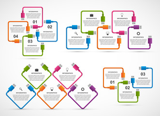 Collection infographics. Design elements. USB cable. Infographics for business presentations or information banner.