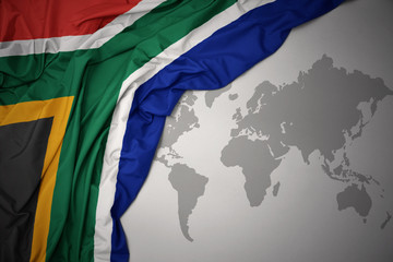 waving colorful national flag of south africa.