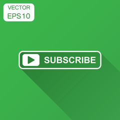Subscribe button icon. Vector illustration with long shadow. Business concept subscribe pictogram.