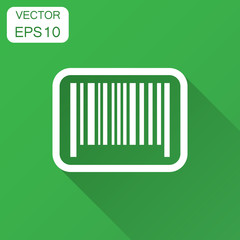 Barcode product distribution icon. Vector illustration with long shadow. Business concept barcode pictogram.