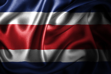 Costa Rica Silk Satin Flag