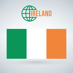 Flag of Ireland vector illustration isolated on modern background with shadow.