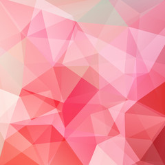 Fototapeta premium Geometric pattern, polygon triangles vector background in pink, white, red tones. Illustration pattern