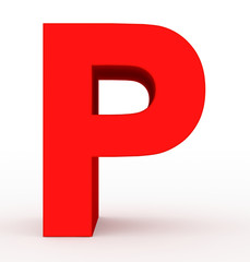 letter P 3d red isolated on white