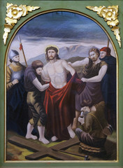 Obraz na płótnie Canvas 10th Stations of the Cross, Jesus is stripped of His garments, church of Saint Matthew in Stitar, Croatia 
