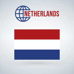 Netherlands Flag vector illustration isolated on modern background with shadow.