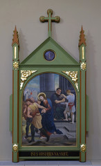1st Stations of the Cross, Jesus is condemned to death, church of Saint Matthew in Stitar, Croatia 