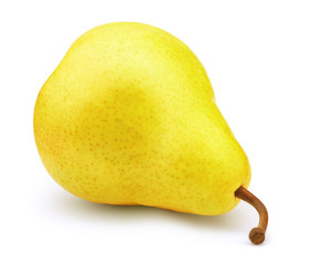 Fresh yellow pear fruit isolated on the white background with clipping path. One of the best isolated pears that you have seen.