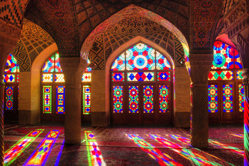 Pink mosque in Shiraz, Iran.