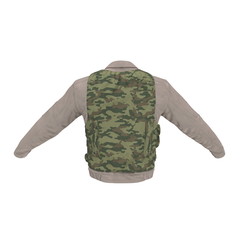 Military Shirt and Camouflage Vest on white. 3D illustration