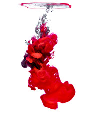 paint in water color liquid red black