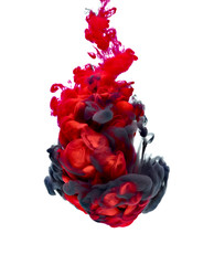 paint in water color liquid red black