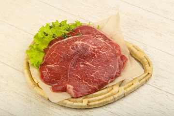 Raw beef schnitzel