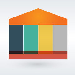 Infographic house out of six pieces on the grey background. Vector illustration.