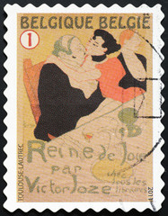 Painting by Toulouse-Lautrec on belgian postage stamp