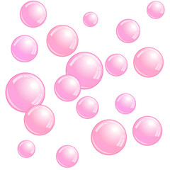 Soap bubbles, realistic water beads, blue blobs, vector foam sphere illustration