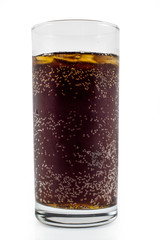 Cool of coca cola glass, soda drink glass with ice cubes isolated on white background with clipping path.