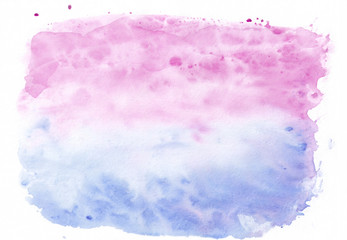 Dark blue and pink mixed two-tone watercolor horizontal gradient background. It's useful for greeting cards, valentines, letters. Abstract handicraft pattern.