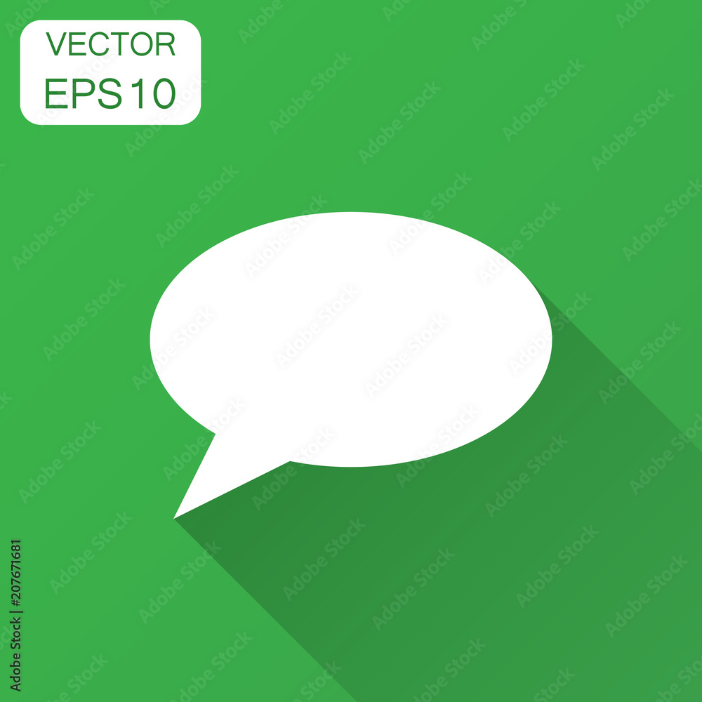 Poster blank empty speech bubble vector icon in flat style. dialogue box with long shadow. speech message b
