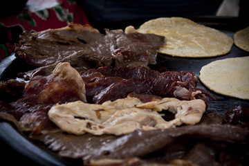 Mexican breakfast Mexican breakfast; tortillas and roasted meat