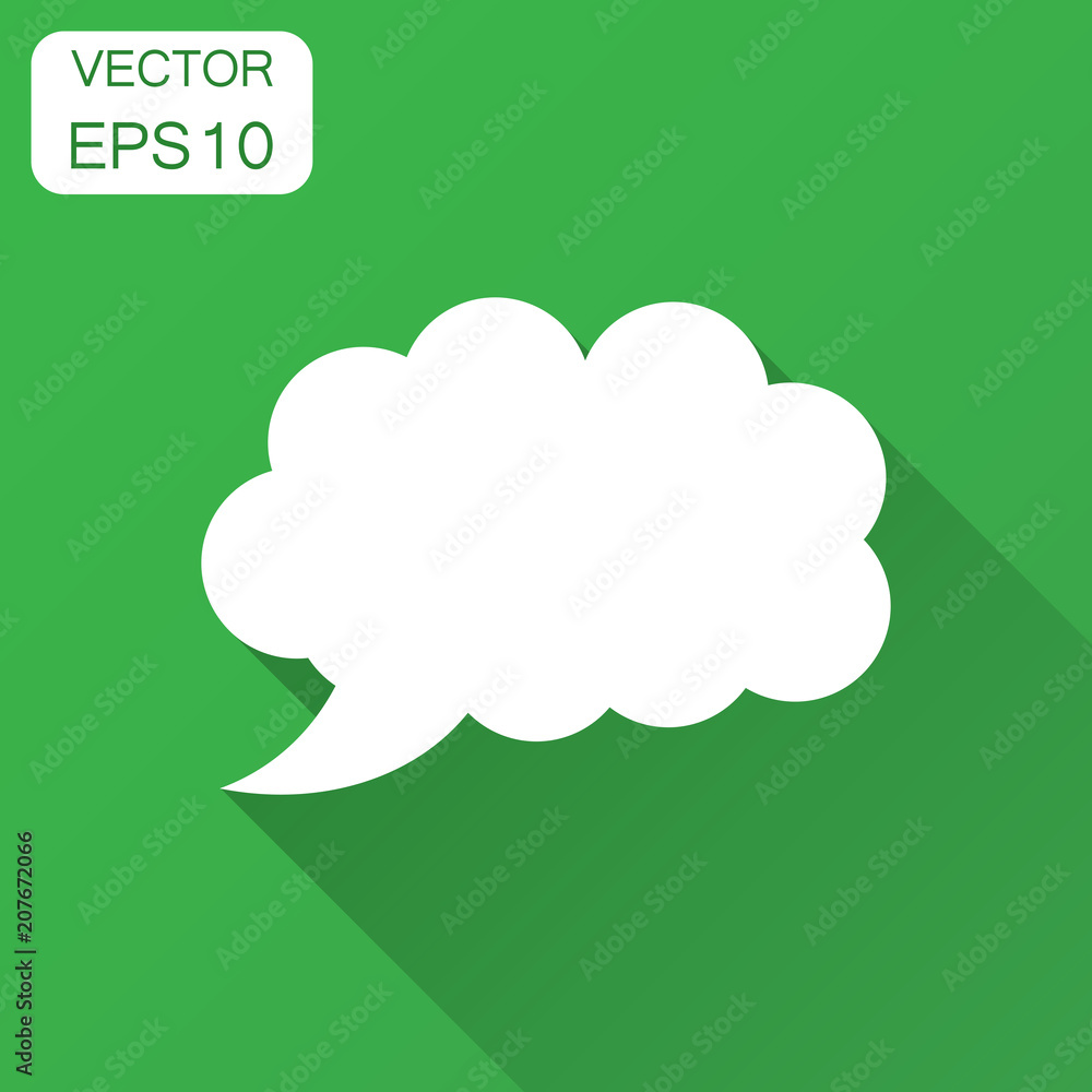 Poster blank empty speech bubble vector icon in flat style. dialogue box with long shadow. speech message b