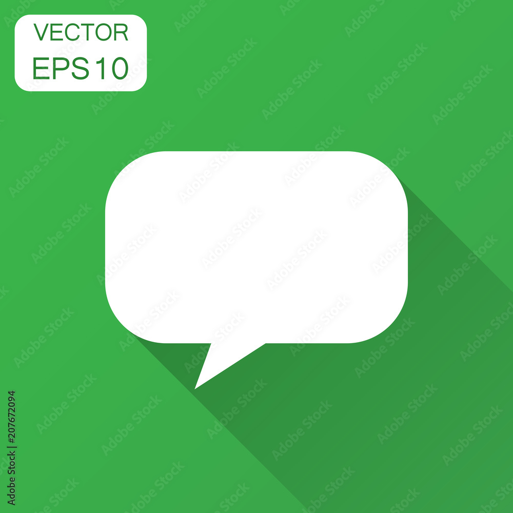 Poster blank empty speech bubble vector icon in flat style. dialogue box with long shadow. speech message b