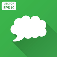 Blank empty speech bubble vector icon in flat style. Dialogue box with long shadow. Speech message business concept.