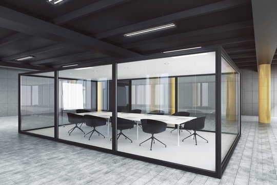 Modern glass meeting room