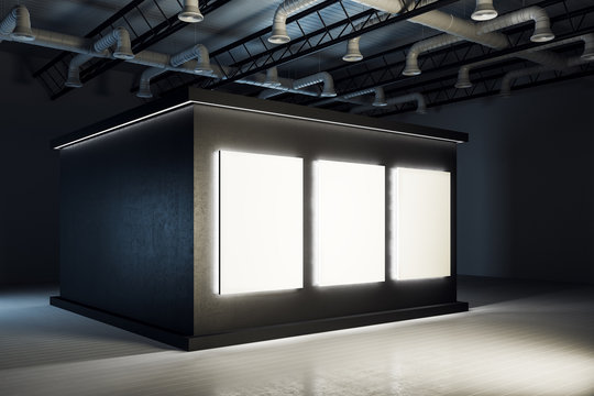 Stylish black exhibition hall interior
