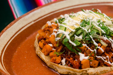 Traditional mexican sope with chorizo